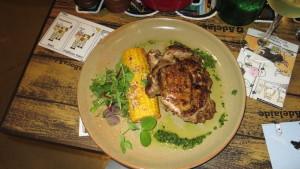 Grilled chicken thigh with yummy corn